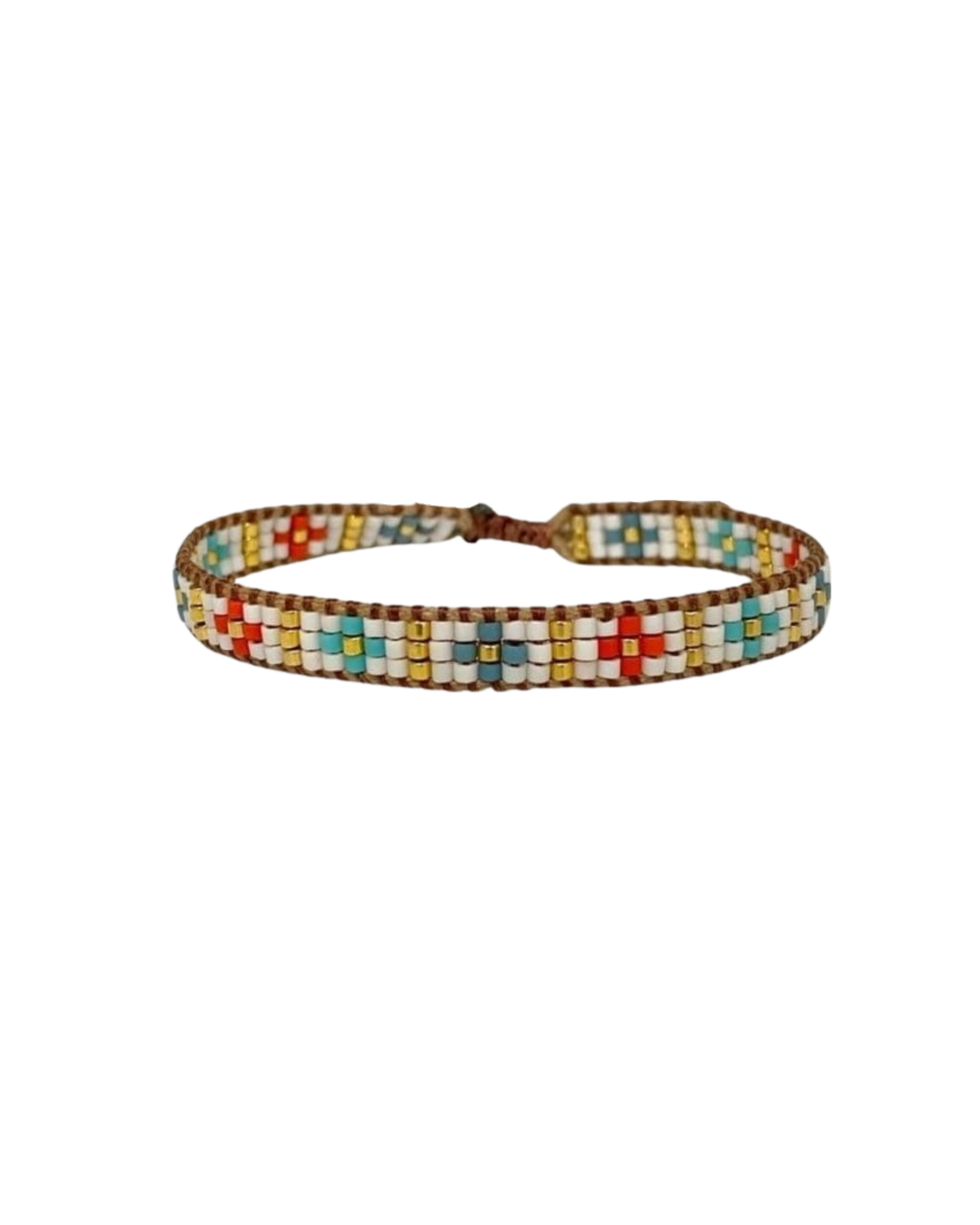 coral-turquoise-cross-design-beaded-bracelet