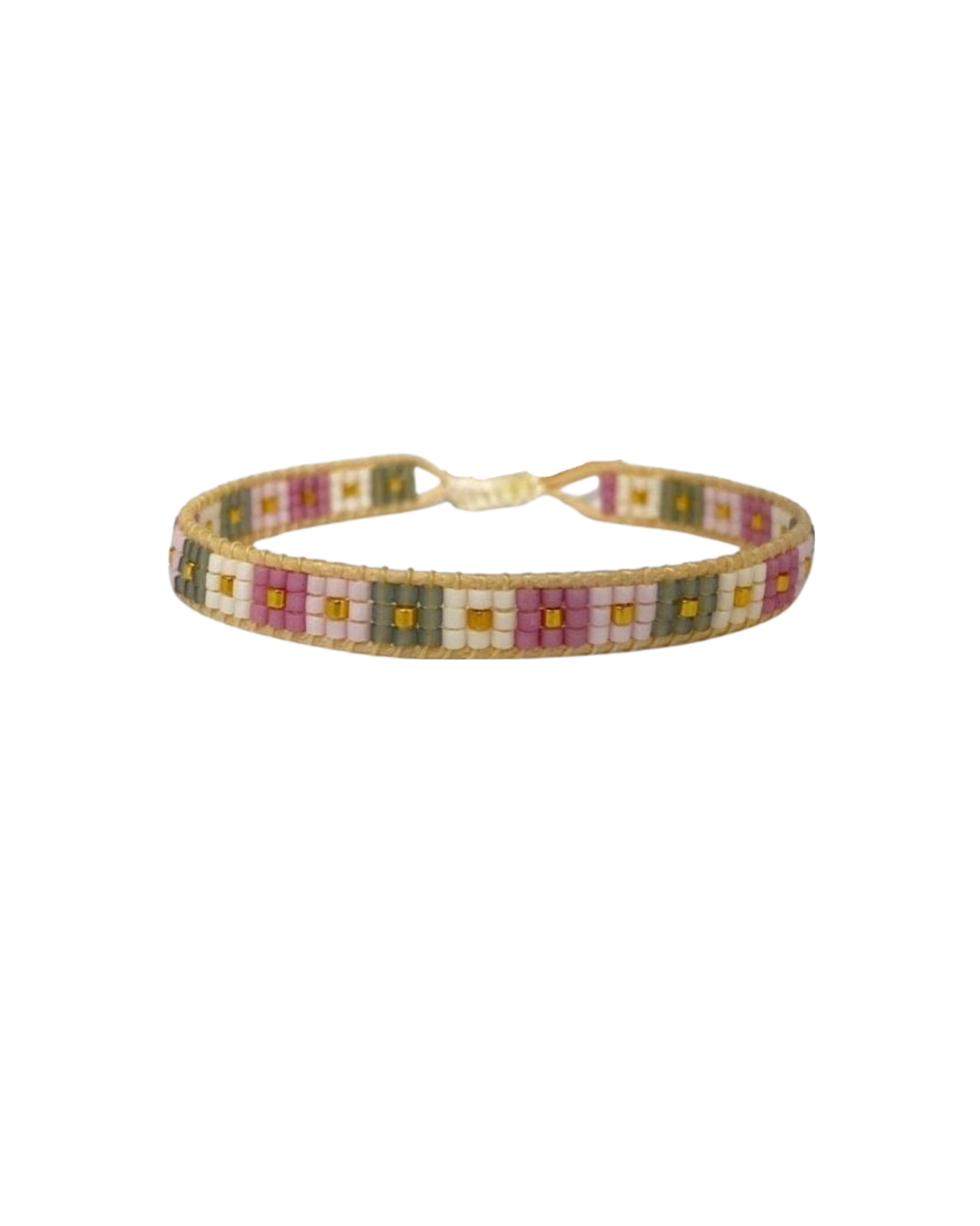 beaded-bracelet with checkered design in lilac colors