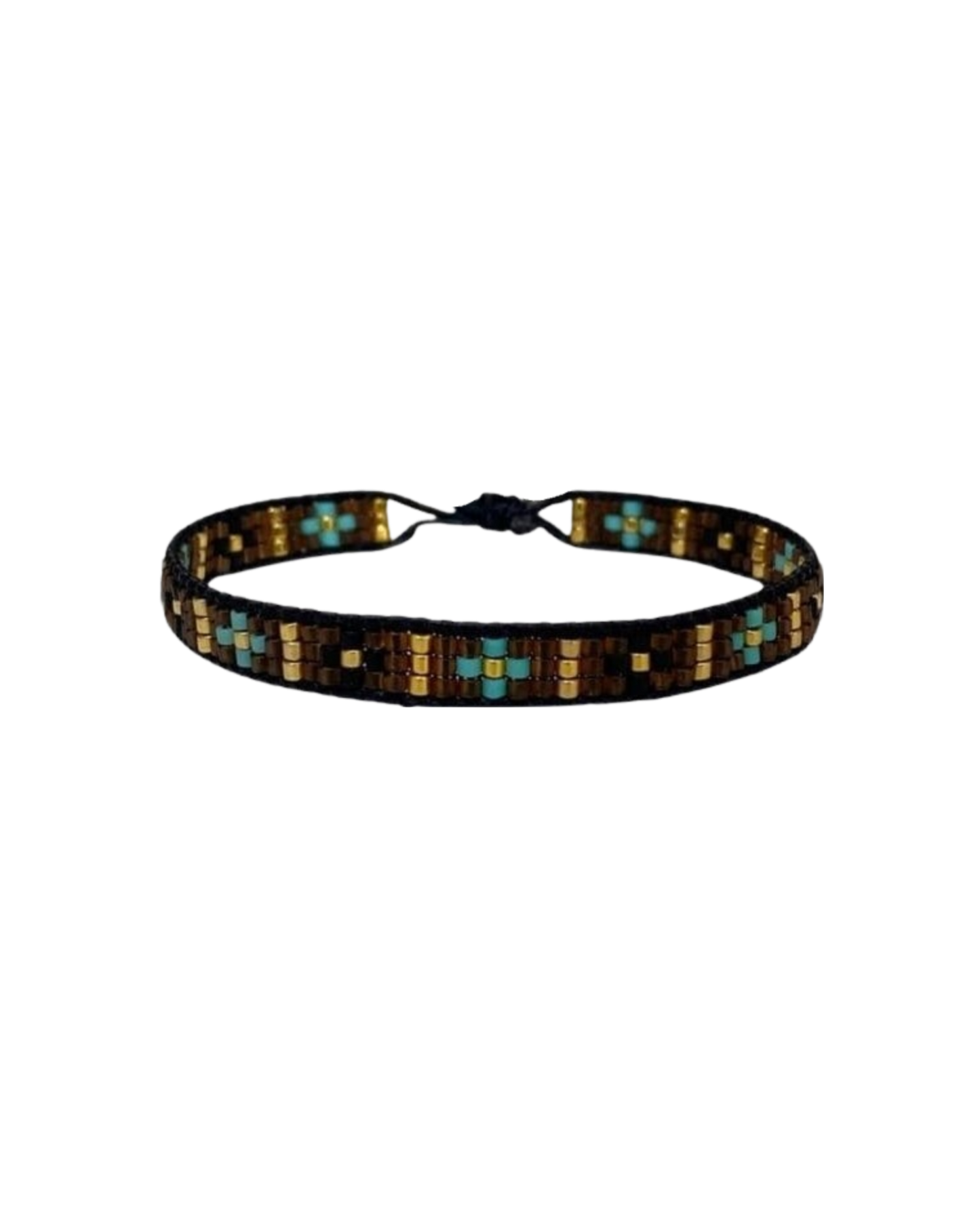 black-turquoise-cross-design-beaded-bracelet