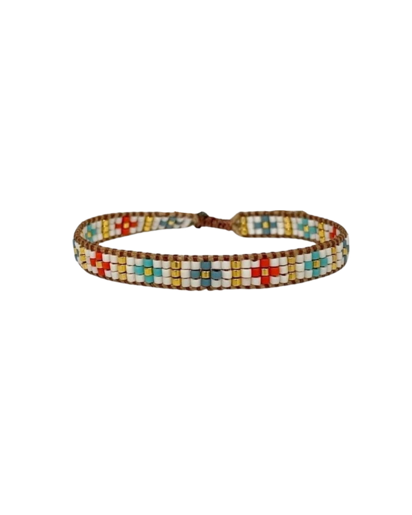 coral-turquoise-cross-design-beaded-bracelet