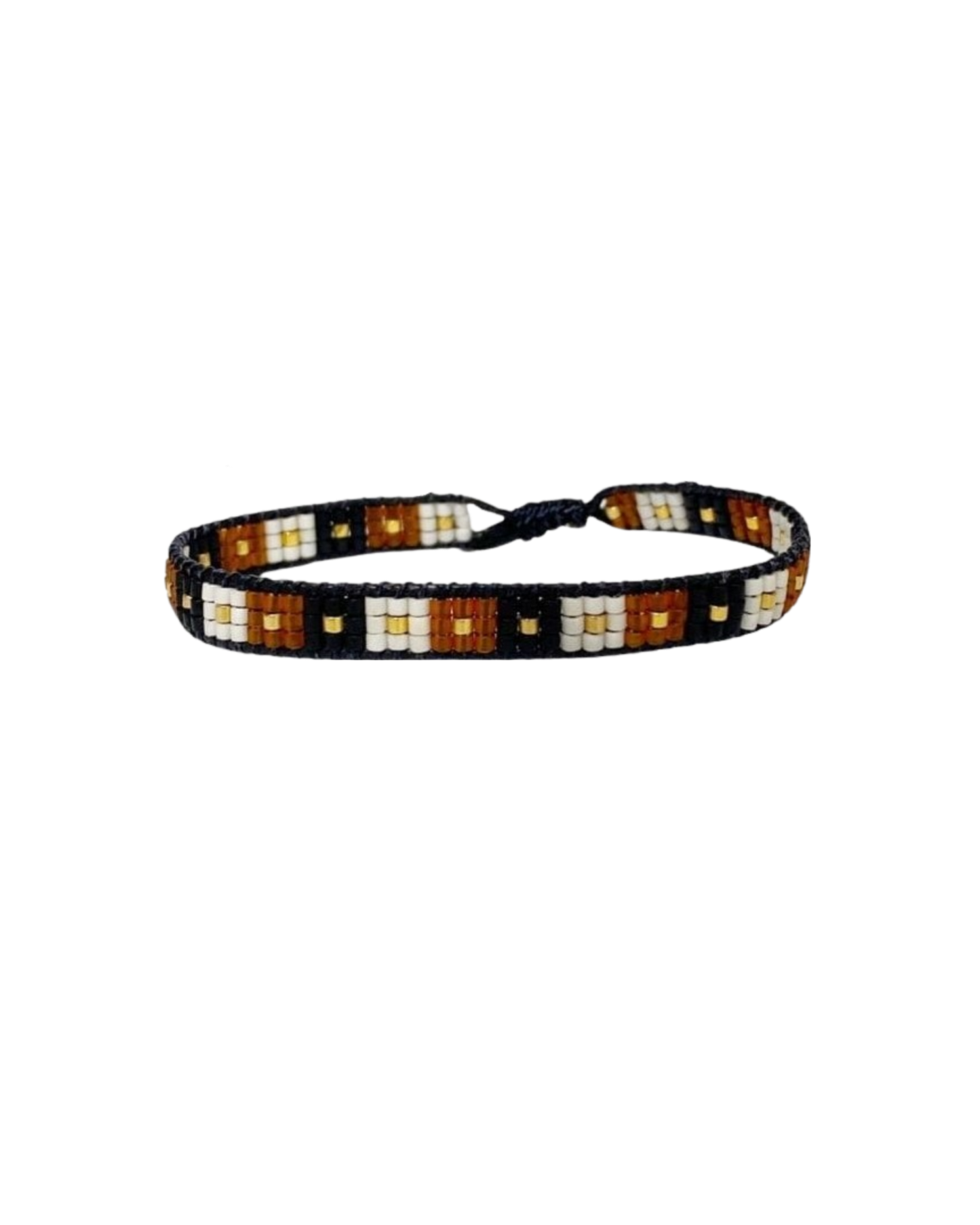 beaded-bracelet with checkered design in black and brown colors