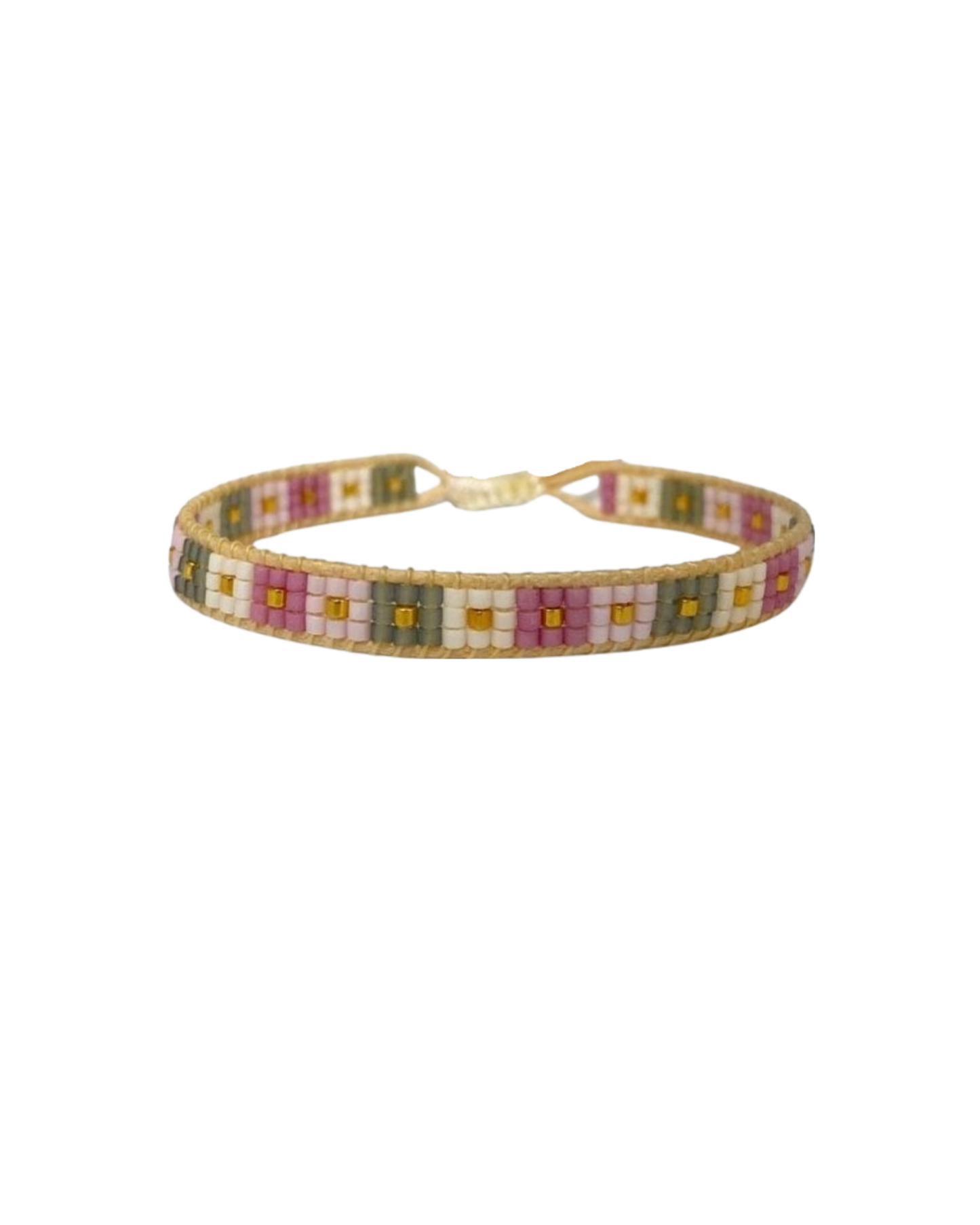 beaded-bracelet with checkered design in lilac colors