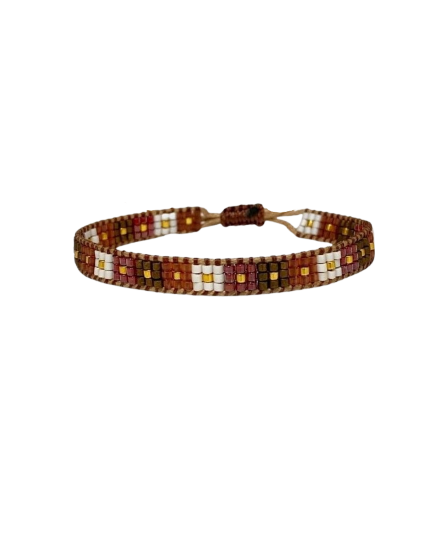 beaded-bracelet with checkered design in brown colors