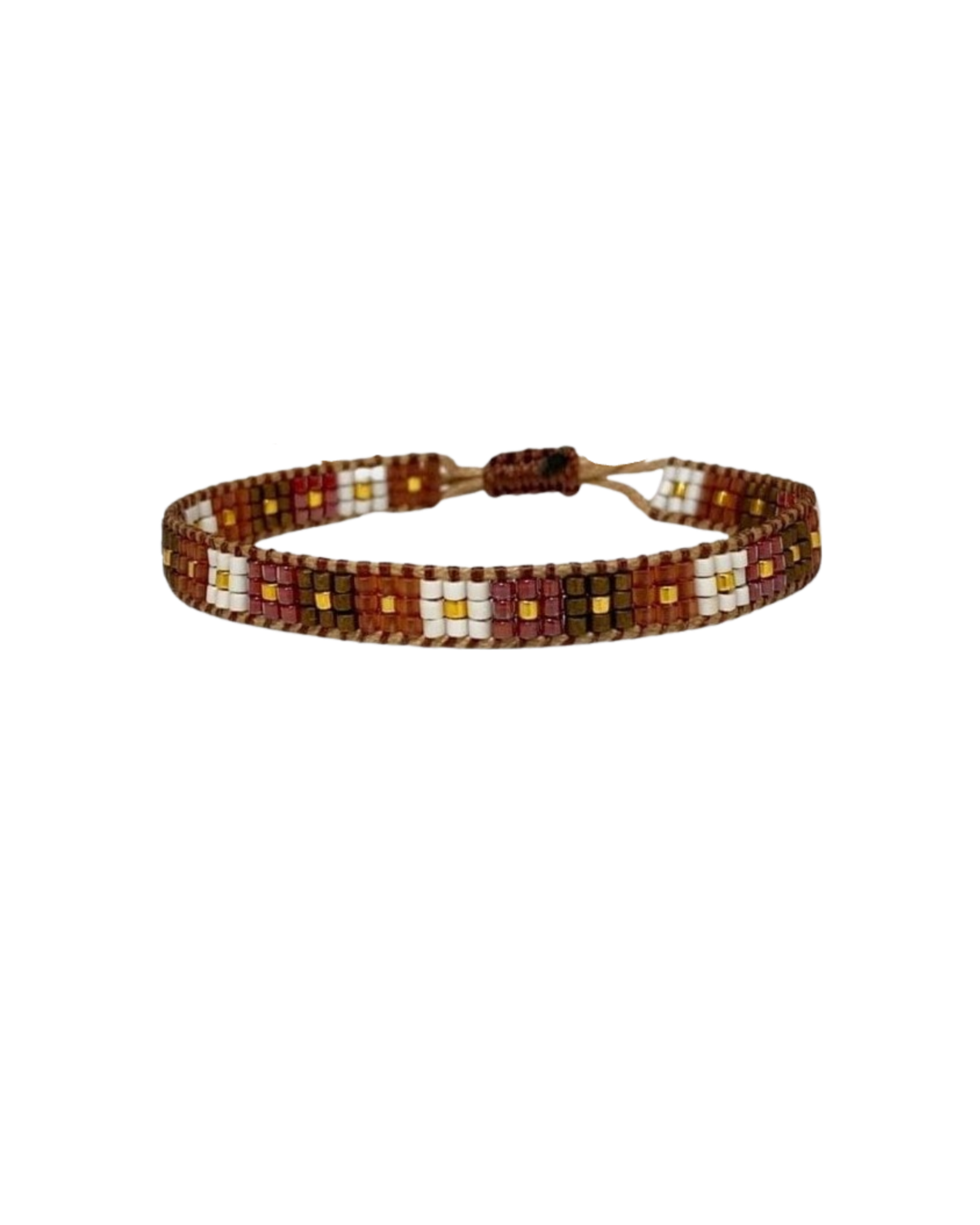 beaded-bracelet with checkered design in brown colors