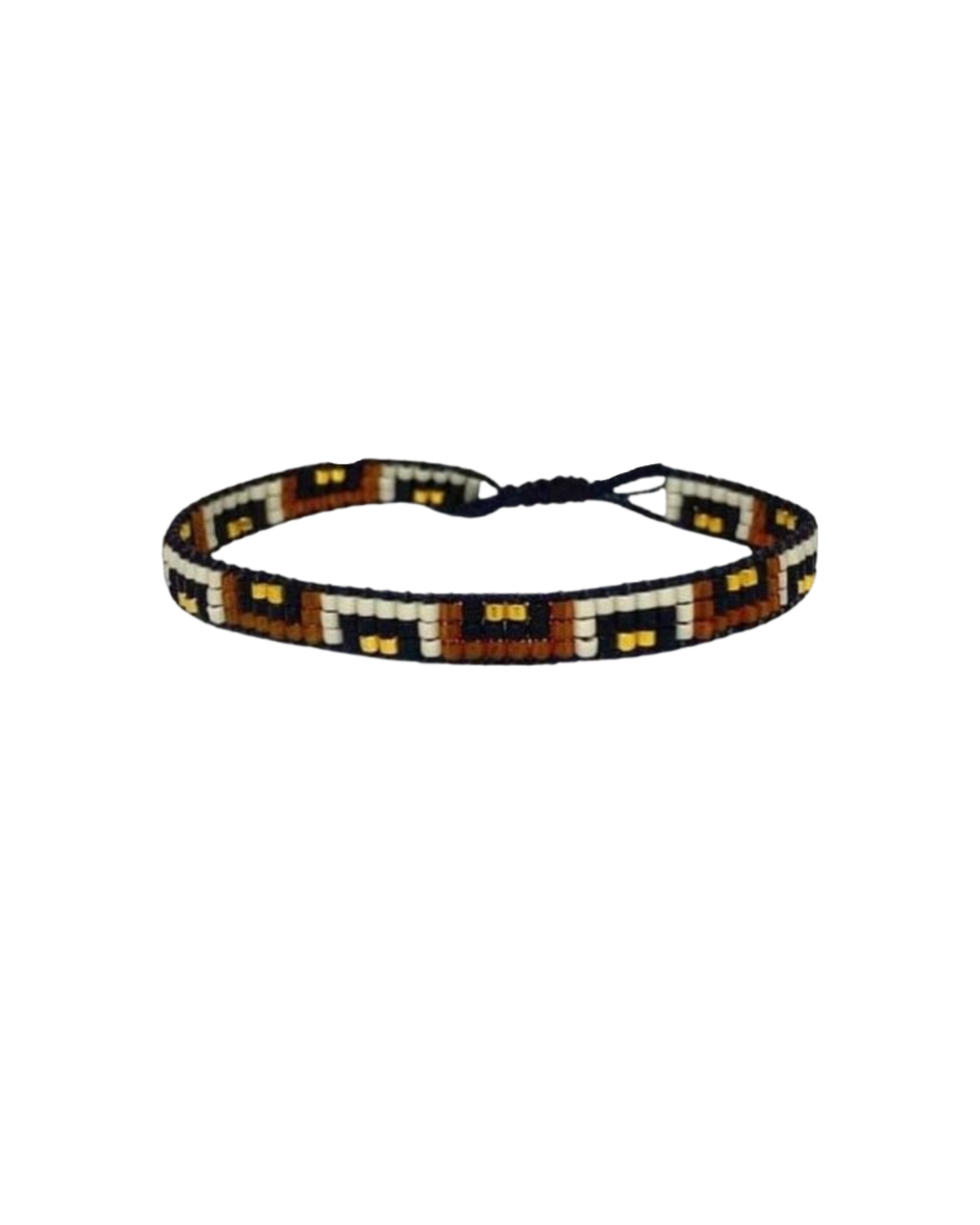 black brown beaded mexican bracelet with geometric design