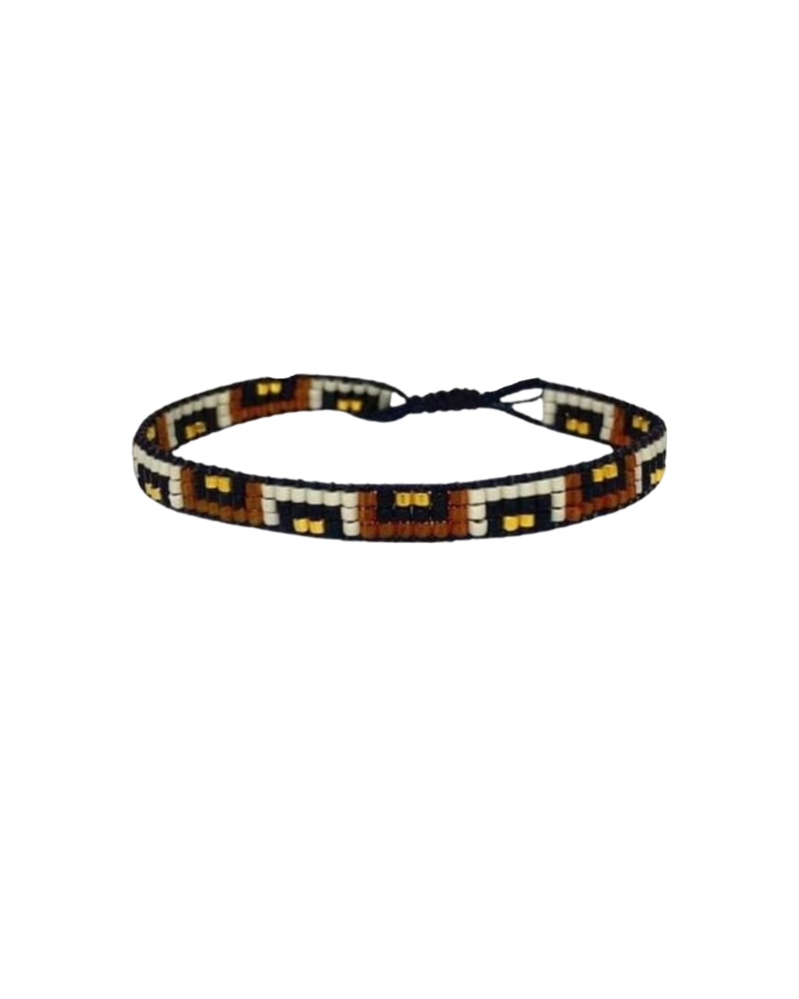 black brown beaded mexican bracelet with geometric design