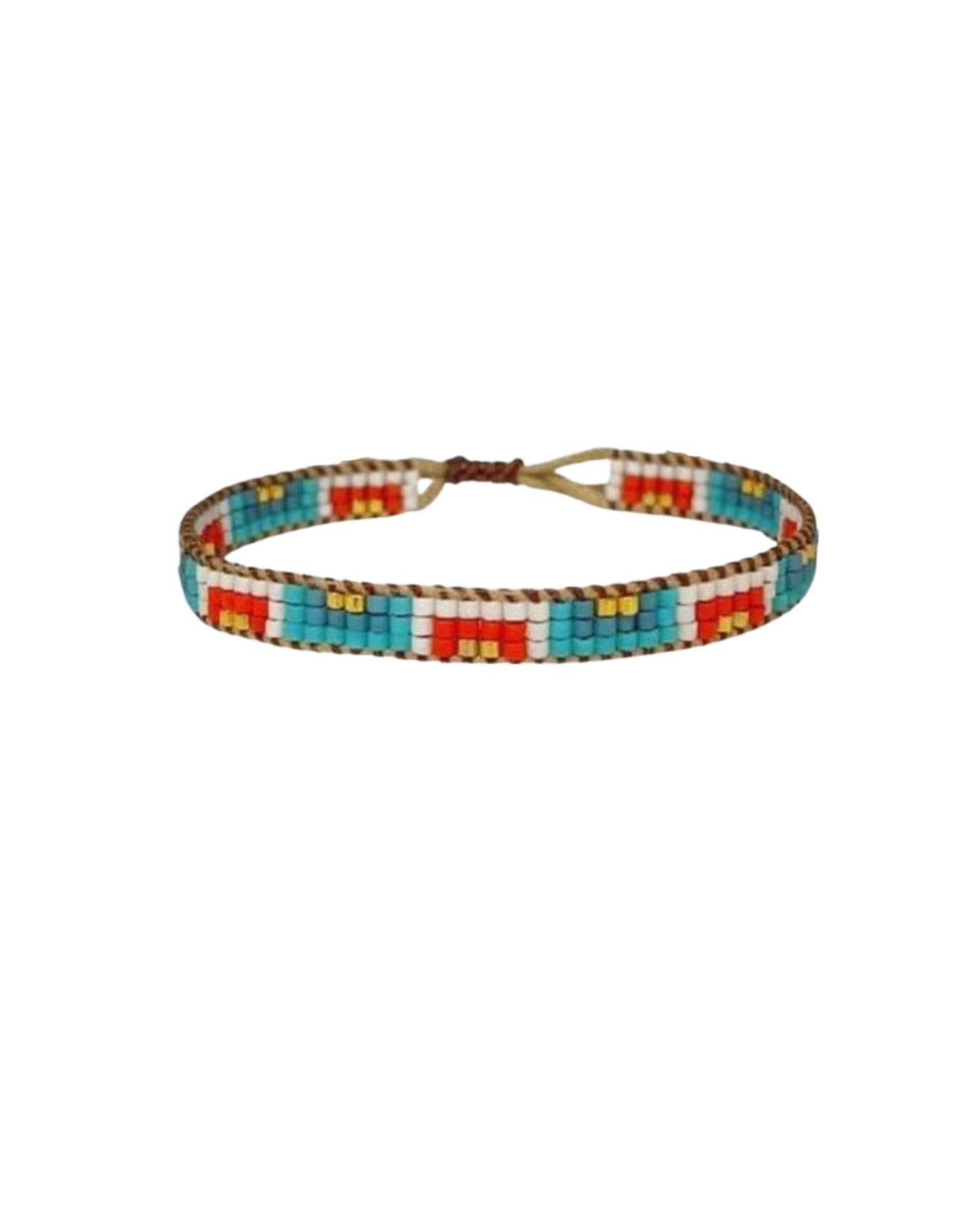 turquoise beaded mexican bracelet with geometric design