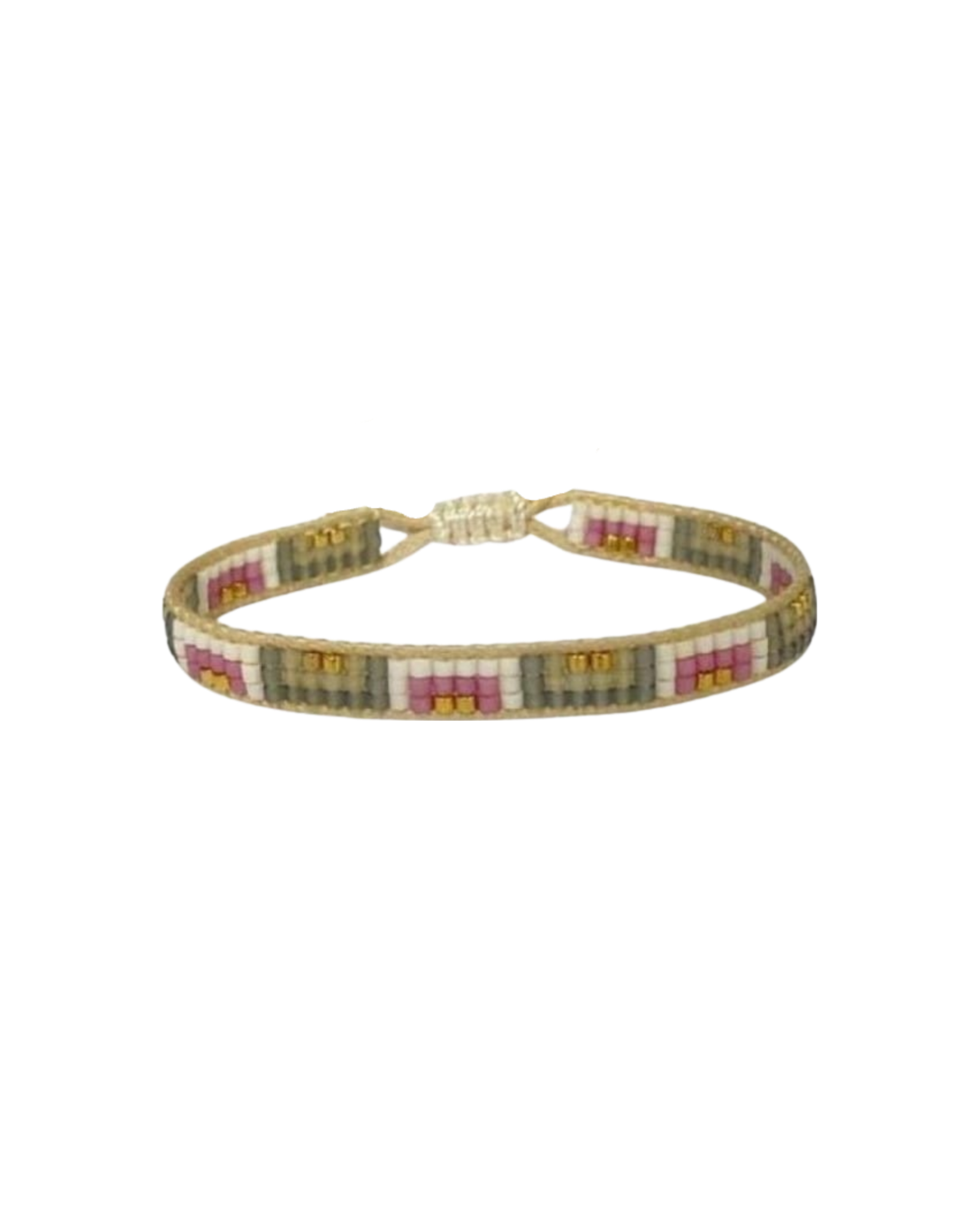 lilac beaded mexican bracelet with geometric design