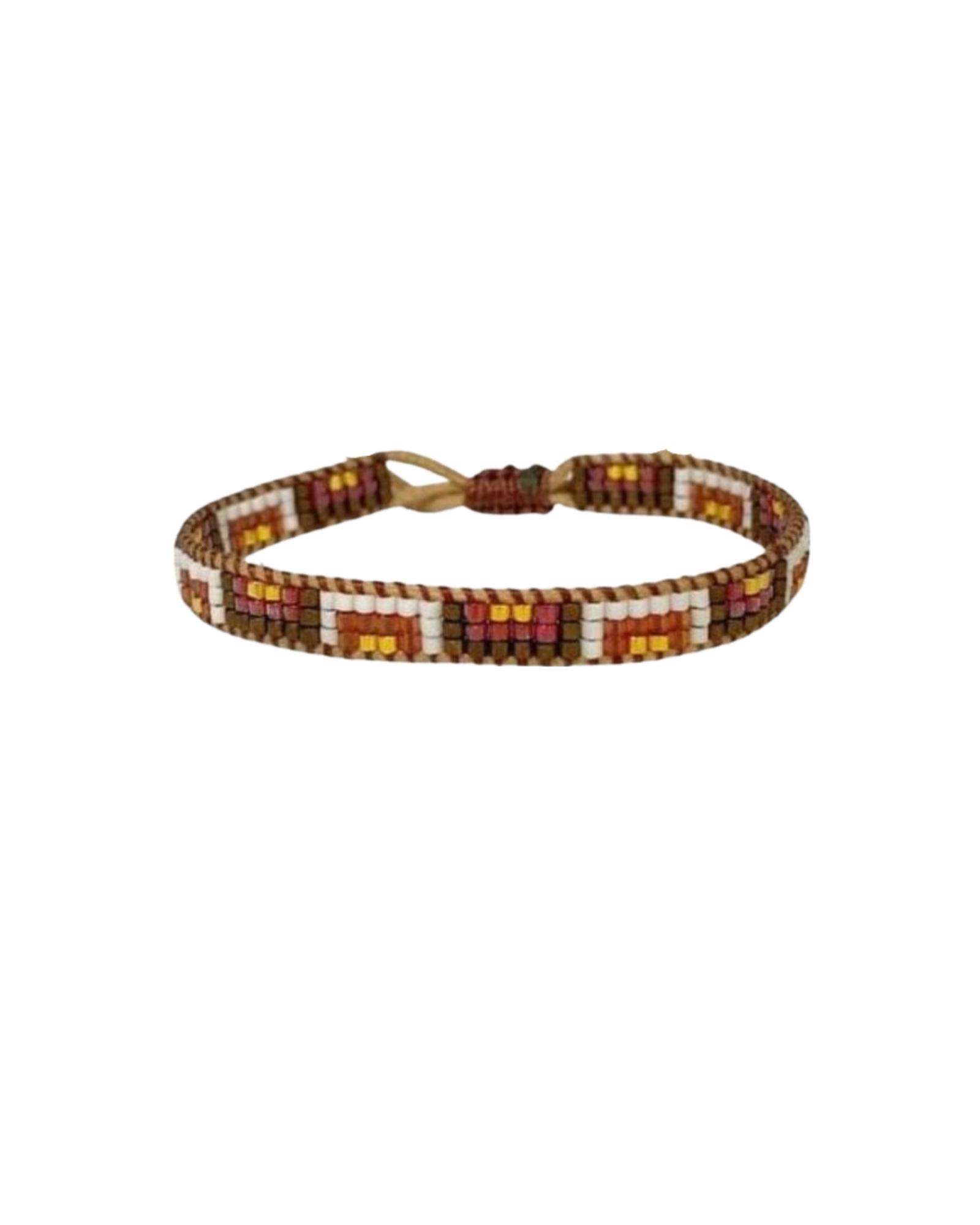 brown beaded mexican bracelet with geometric design