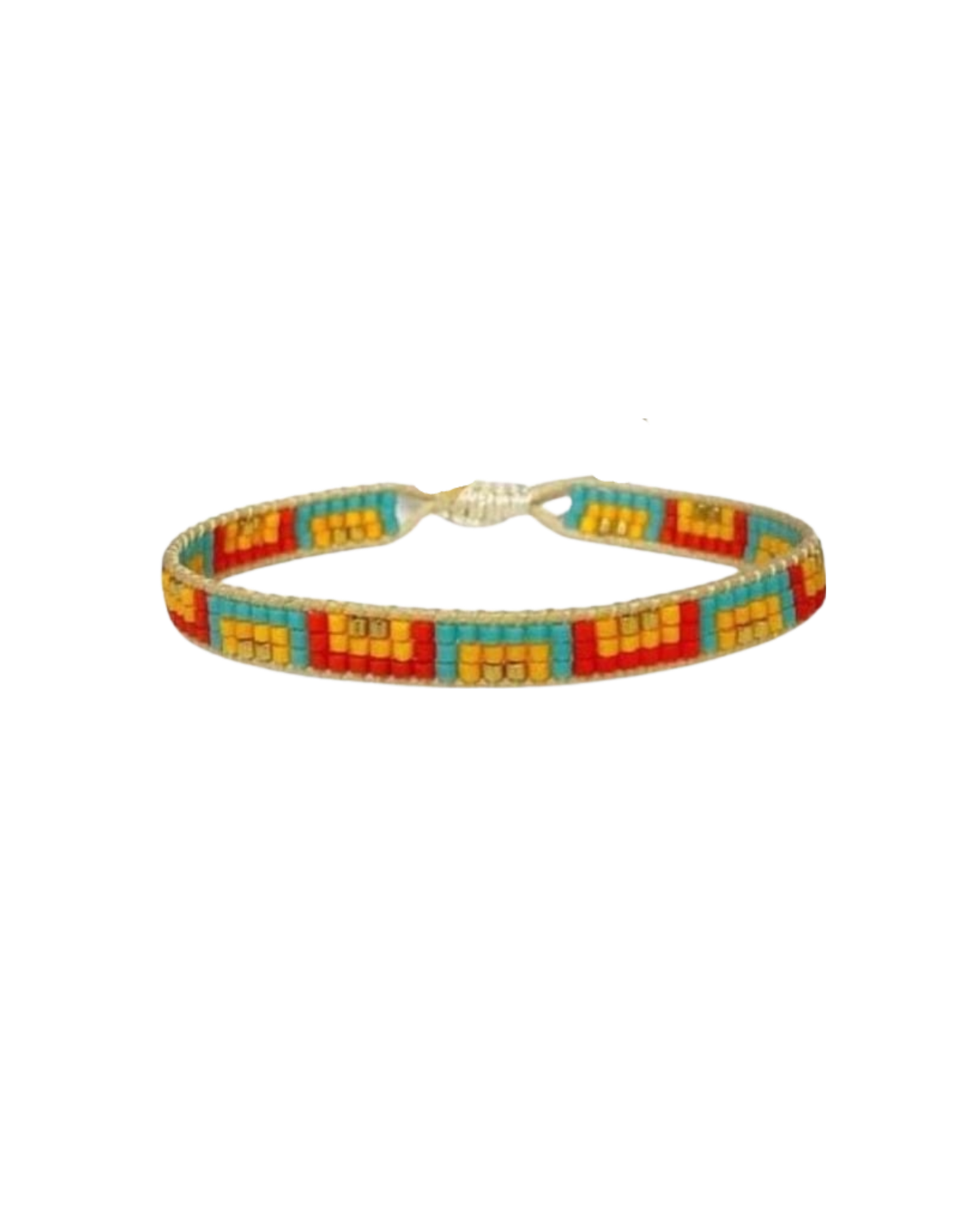 colorful beaded mexican bracelet with geometric design