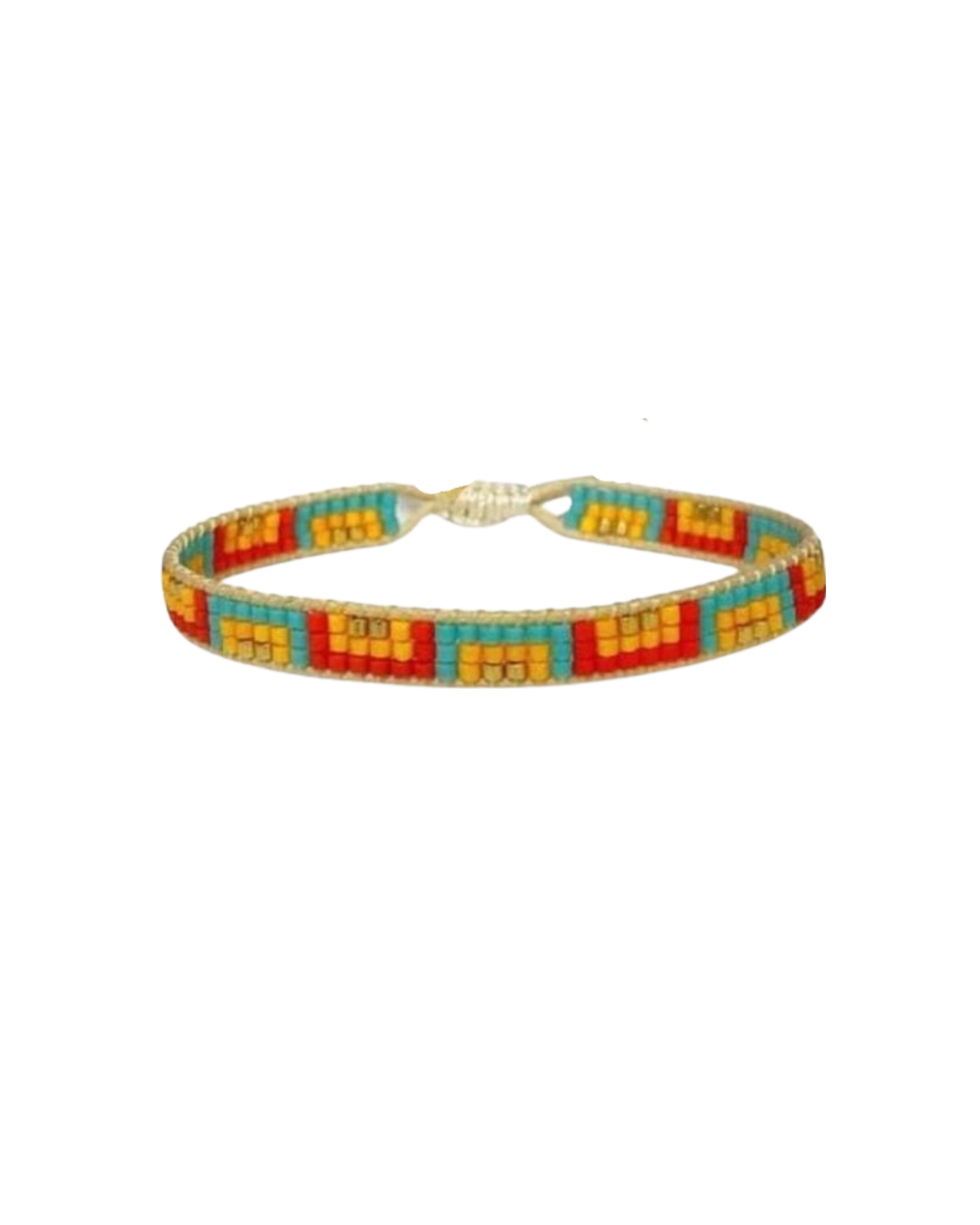 colorful beaded mexican bracelet with geometric design
