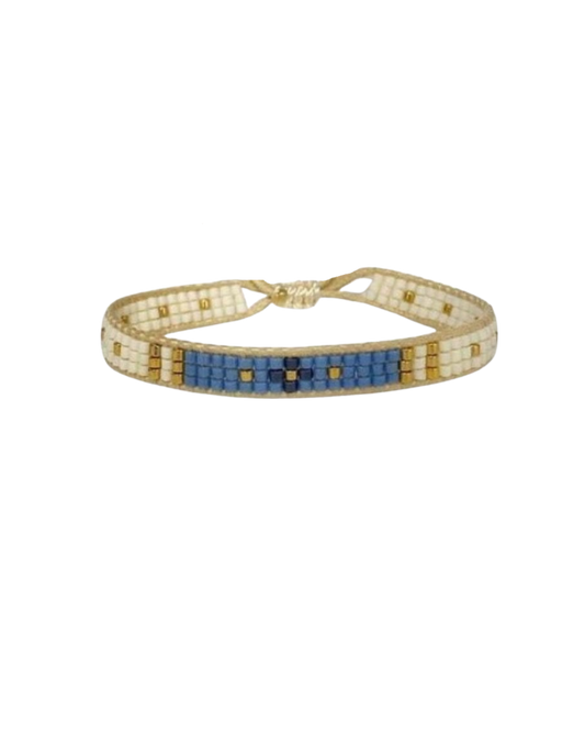 Ivory and blue mexican bracelets